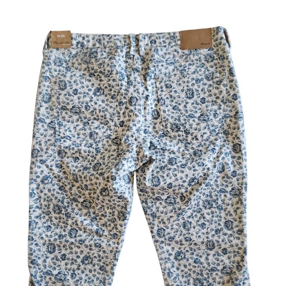 MADEWELL Skinny Ankle Jeans Floral Pattern Mid Rise, Size 28 White/blue - Picture 6 of 10